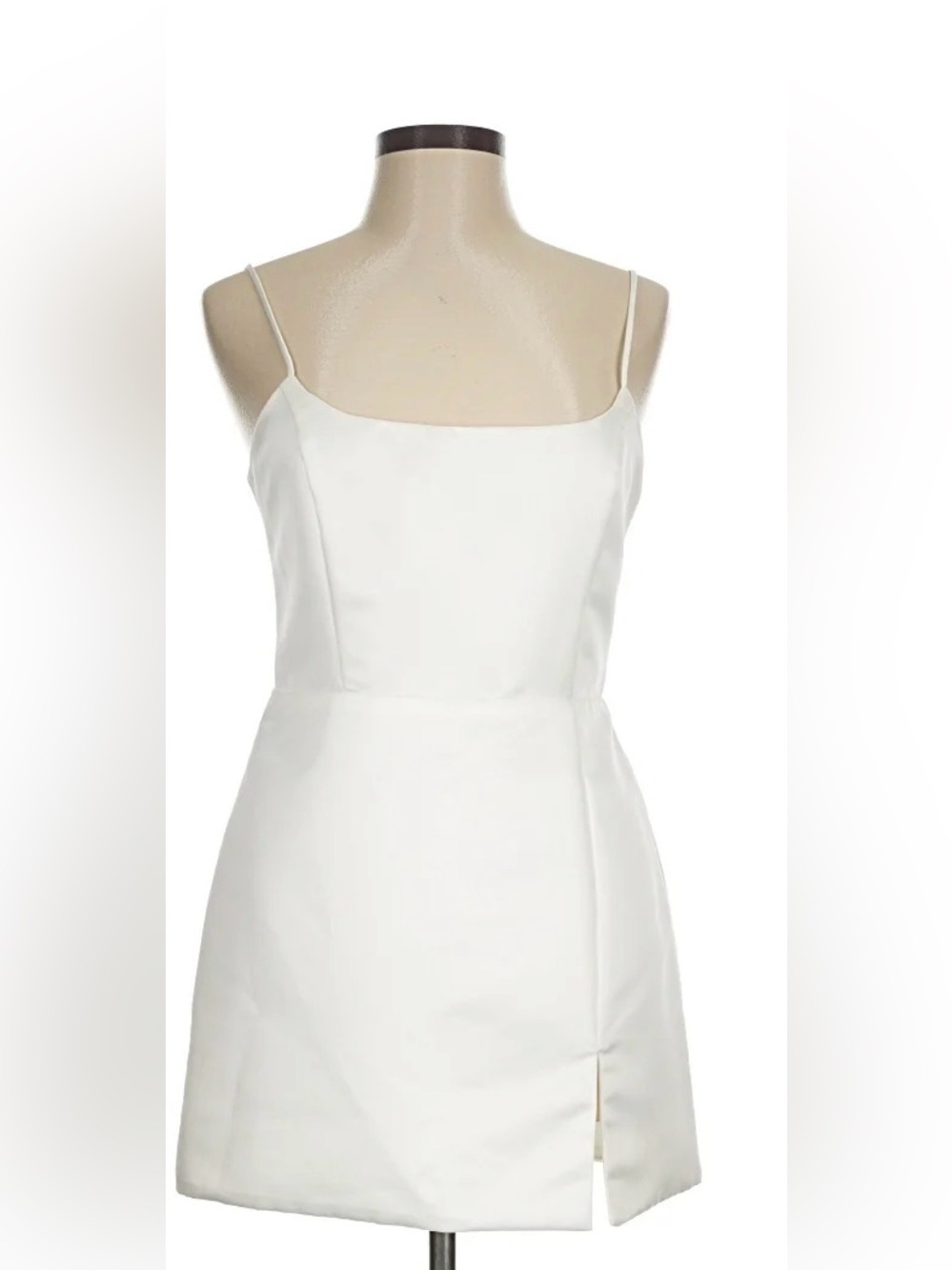 Sleeveless White Mini Dress with Side Slit